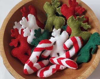 Christmas decor, wool blend felt decor, Christmas decor, Felt reindeer, Christmas candy