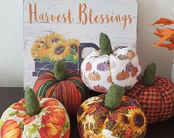 Handmade Pumpkin - Fabric Pumpkin - Reusable fall decor - Stuffed Pumpkin