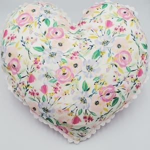 Floral Heart Pillow, Heart decor, Heart Gift
