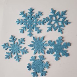Blue Snowflake Wool blend felt snowflakes Set of 12 snowflakes Winter decor Christmas decor