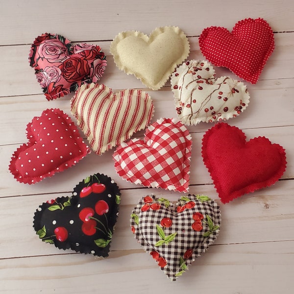 Valentine's hearts stuffed Bowl Fillers tiered tray Fillers Valentine's day decoration, Set of 5 Valentines hearts, Set of 10 hearts