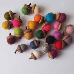 Wool felt acorn with natural acorn cap Fall wedding decor Thanksgiving decor Christmas decor