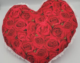Rose Heart Pillow: Cotton Valentine's Day Decor