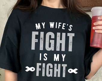 Lung Cancer Awareness Wife's Fight White Ribbon Warrior Support T-Shirt