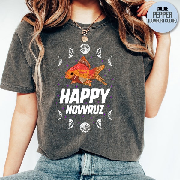 Happy Nowruz Shirt, Iranisches Persisches Neujahr, Nowruz Mobarak Mondphasen T,Goldfisch Iran Norooz 1399 Geschenk T-Shirt