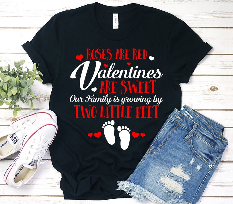 Pregnancy Announcement Red Roses Sweet Valentines Day Two Etsy