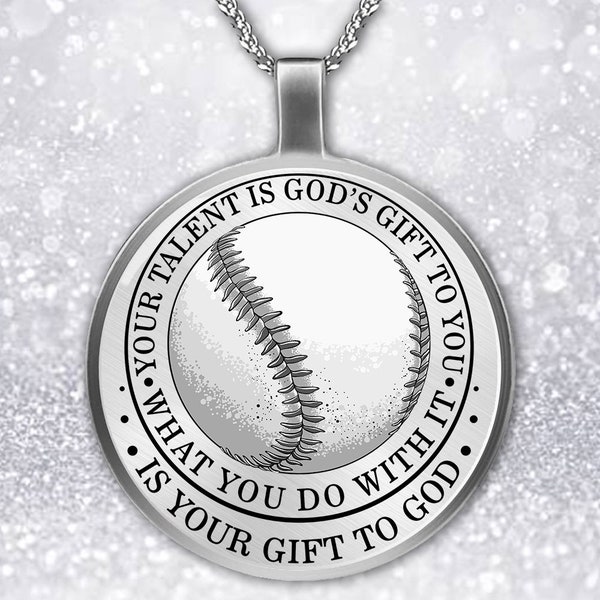 Baseball Player Sports Circle Necklace Your Talent Is God's Your Gift Is What You Do Engraved Name Birthday Son Baseball Necklace For Boys