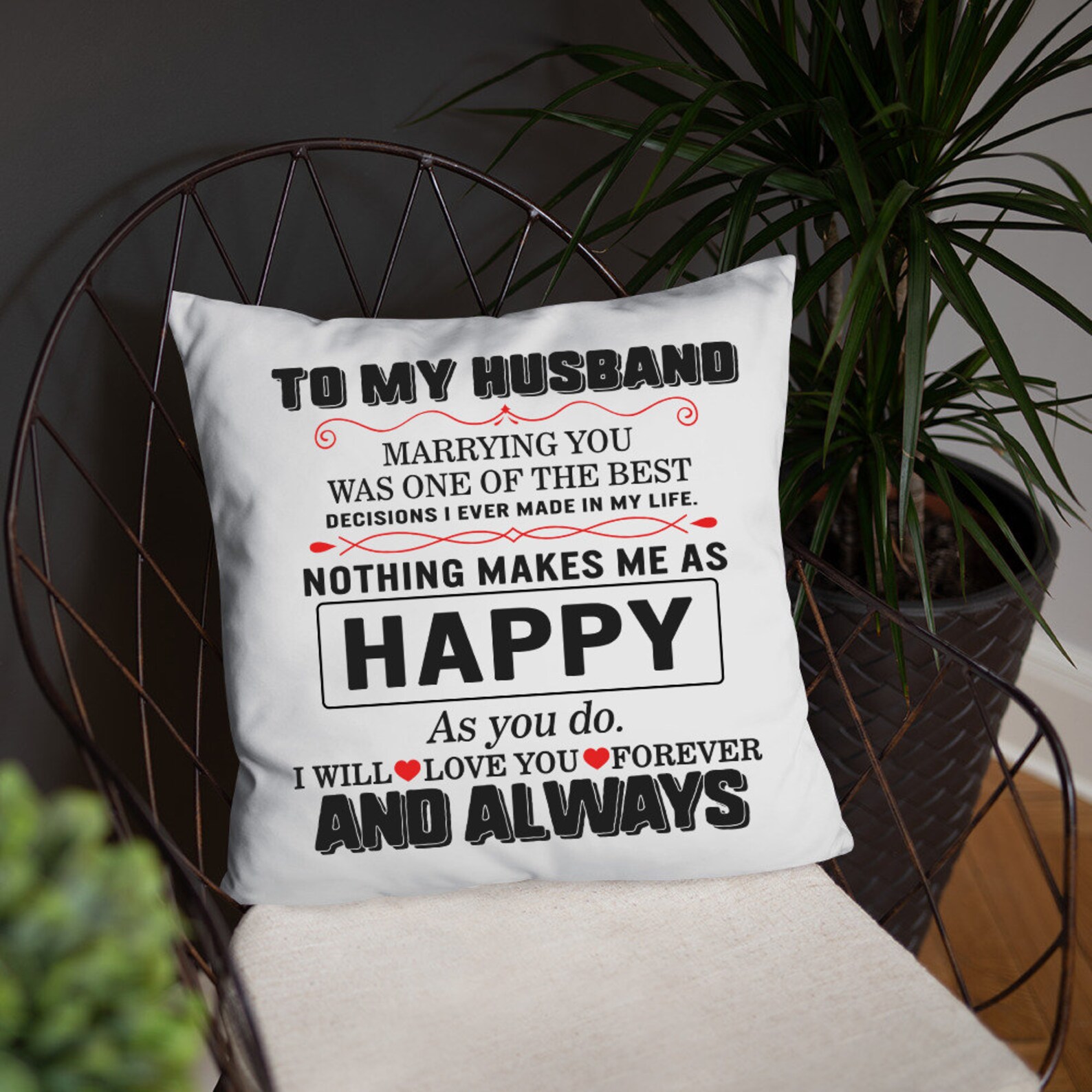 Square Pillow Cushion To My Husband I Love You Married Couple Etsy