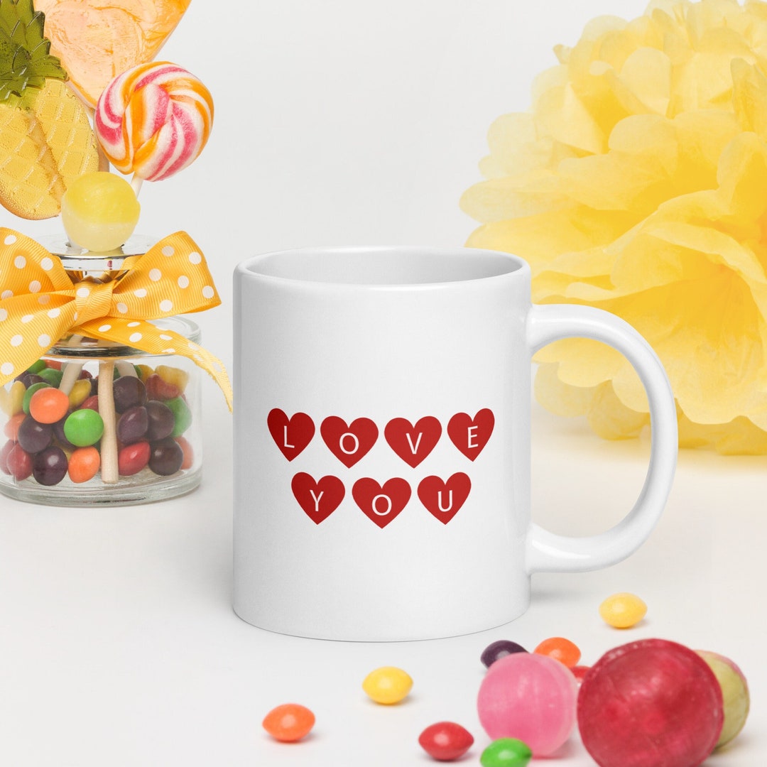 Love You Heart Valentine's Day Tea Coffee Lover Mug - Etsy