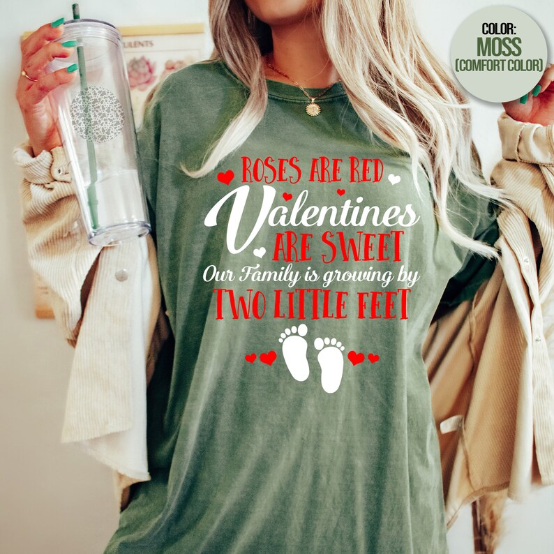 Pregnancy Announcement Red Roses Sweet Valentines Day Two Etsy