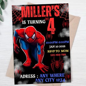 Spiderman Birthday Invitation Template Instant Download - Printable Spidey Birthday Party Invite - Editable Boy Party Invites Card