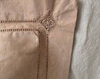 Plant-dyed pillowcase, unique piece, old French linen, personalized imprint, recycled piece, vegetable dye, cotton