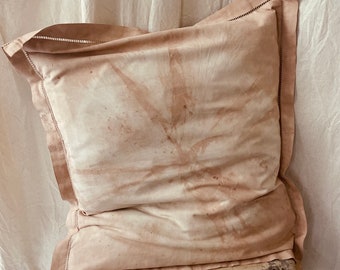 Plant-dyed pillowcase, unique piece, old French linen, personalized imprint, recycled piece, vegetable dye, cotton