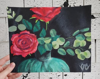 Oil Pastel Red Rose Etsy