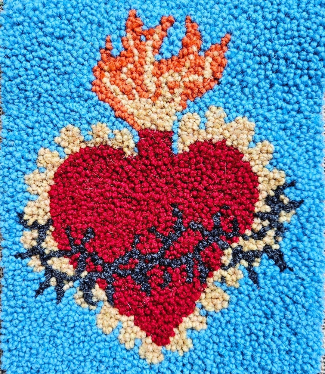 Scared Heart Rug Sacred Heart Decorative Hand-hooked Primitive Rug - Etsy