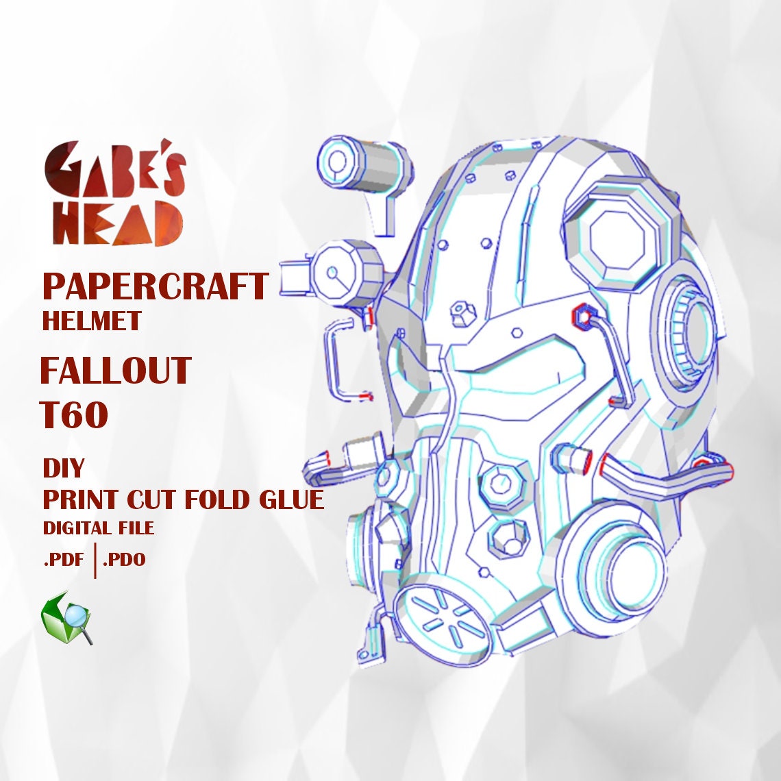 Helmet T 60 Fallout Template Pepakura Etsy Helmet T 60 Fallout Template Pepakura Etsy