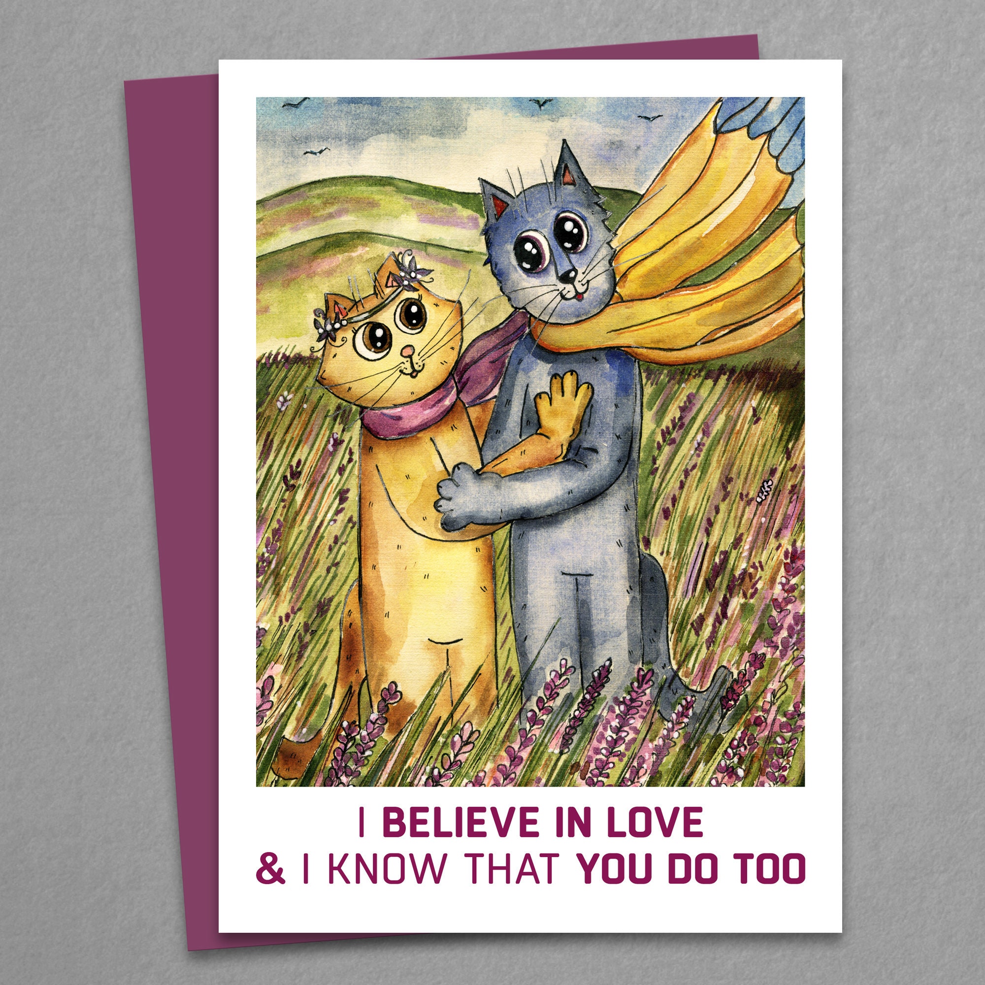 Watercolor Cat Love Card, Anniversary Gift (digital Download) - Etsy, image size:2000x2000