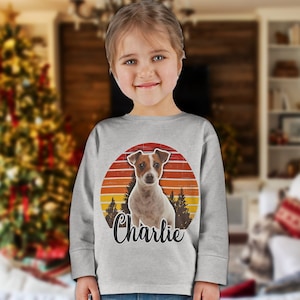 Kids Custom Pet Sweatshirt, Kids Pet Portrait Shirt, Toddler Youth Custom Dog Sweatshirt Christmas Gift