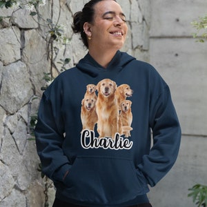 Felpa con cappuccio personalizzata con foto del tuo animale domestico: regalo retrò anni '90 per mamma di un cane