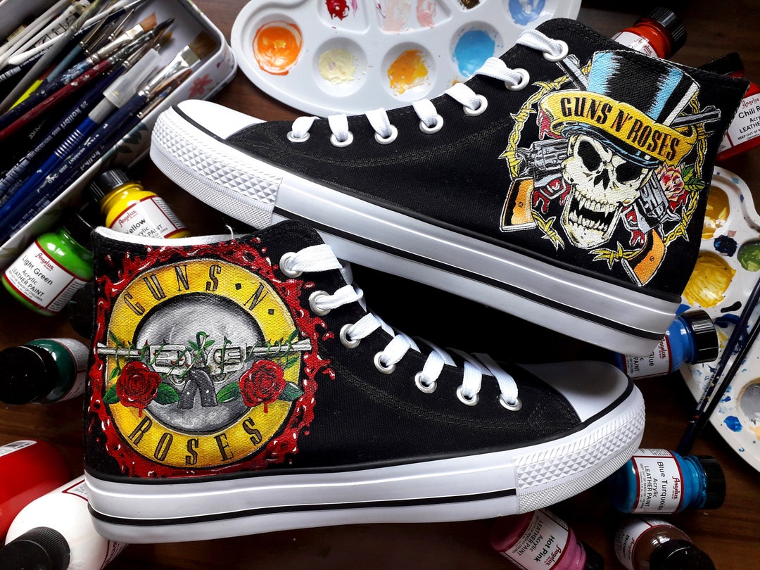 Gracioso milla nautica Esmerado Guns N' Roses Converse Custom Shoes Zapatos pintados a - Etsy España