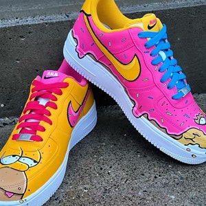 The Simpsons Nike Air Force 1 Donut Custom Shoes Hand Painted - Etsy