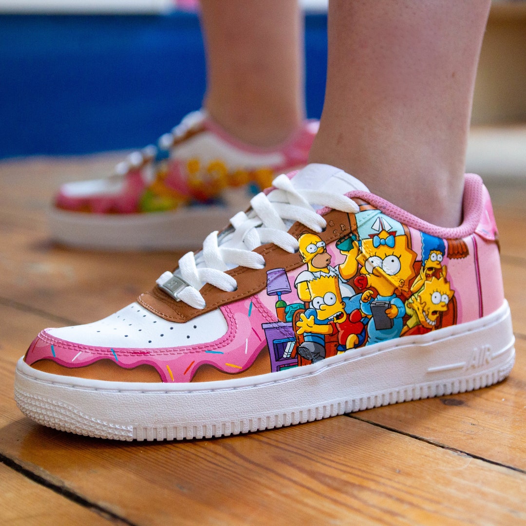 Los Simpson Nike Air force 1 mid Zapatos personalizados Zapatos pintados a mano Homer Etsy Mexico