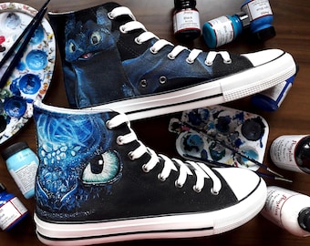 How to train your Dragon Converse Custom Shoes Hand painted shoes Toothless