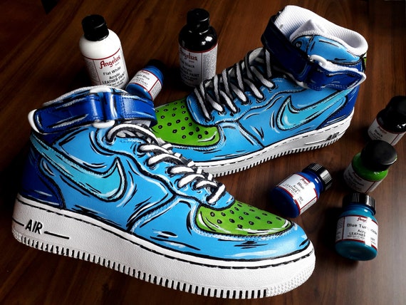 Customize the Hand painting and bule spray painting cartoon Graffiti Nike Air  Force One Shoes - Giftcustom