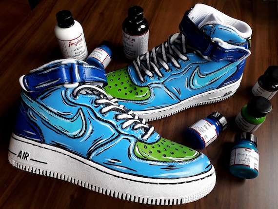 Custom Air Force 1 cartoon Blue Blue Cartoon AF1 