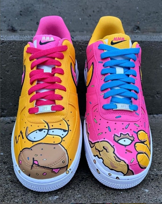 The Simpsons Nike Force 1 Donut Custom Shoes Hand Painted - Etsy