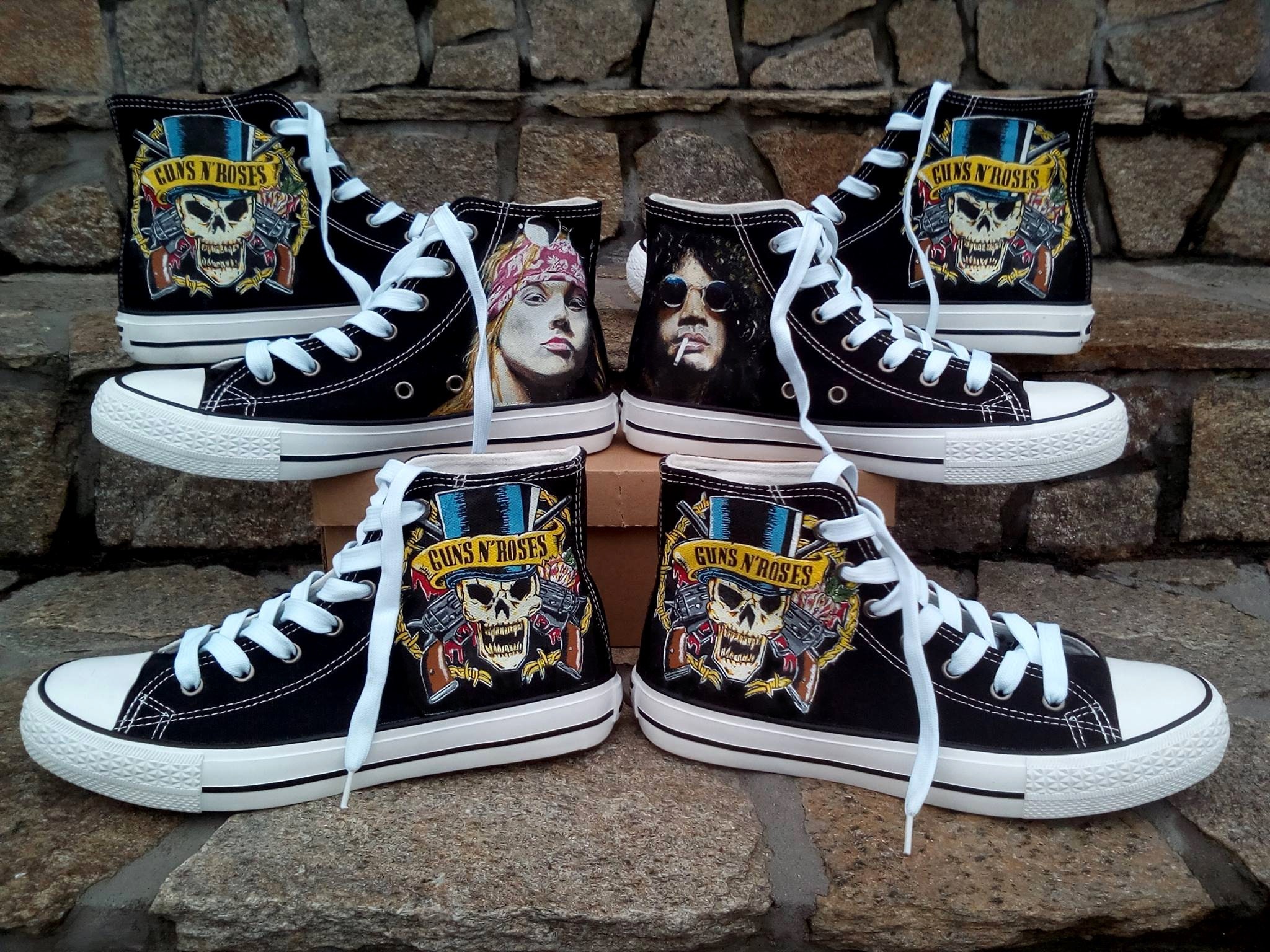 Guns N' Roses Converse Custom Shoes Hand Painted Shoes Slash Axl Etsy