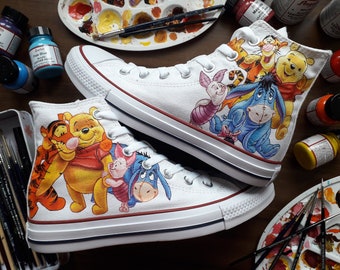Winnie The Pooh Converse Custom Shoes Hand painted shoes Piglet Tiger DISNEY