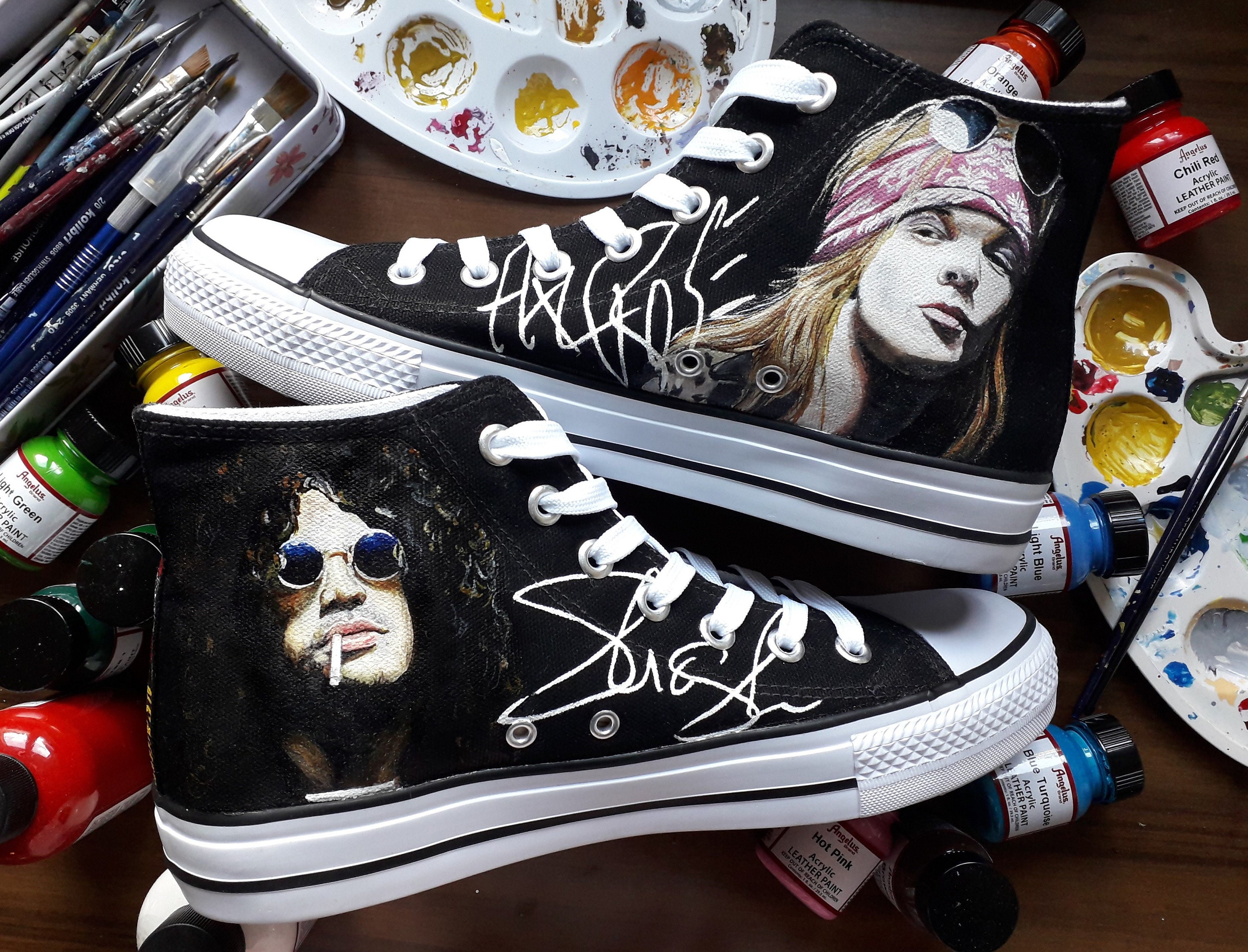 Impresionante Perforar Molestia Guns N' Roses Converse Custom Shoes Zapatos pintados a - Etsy México