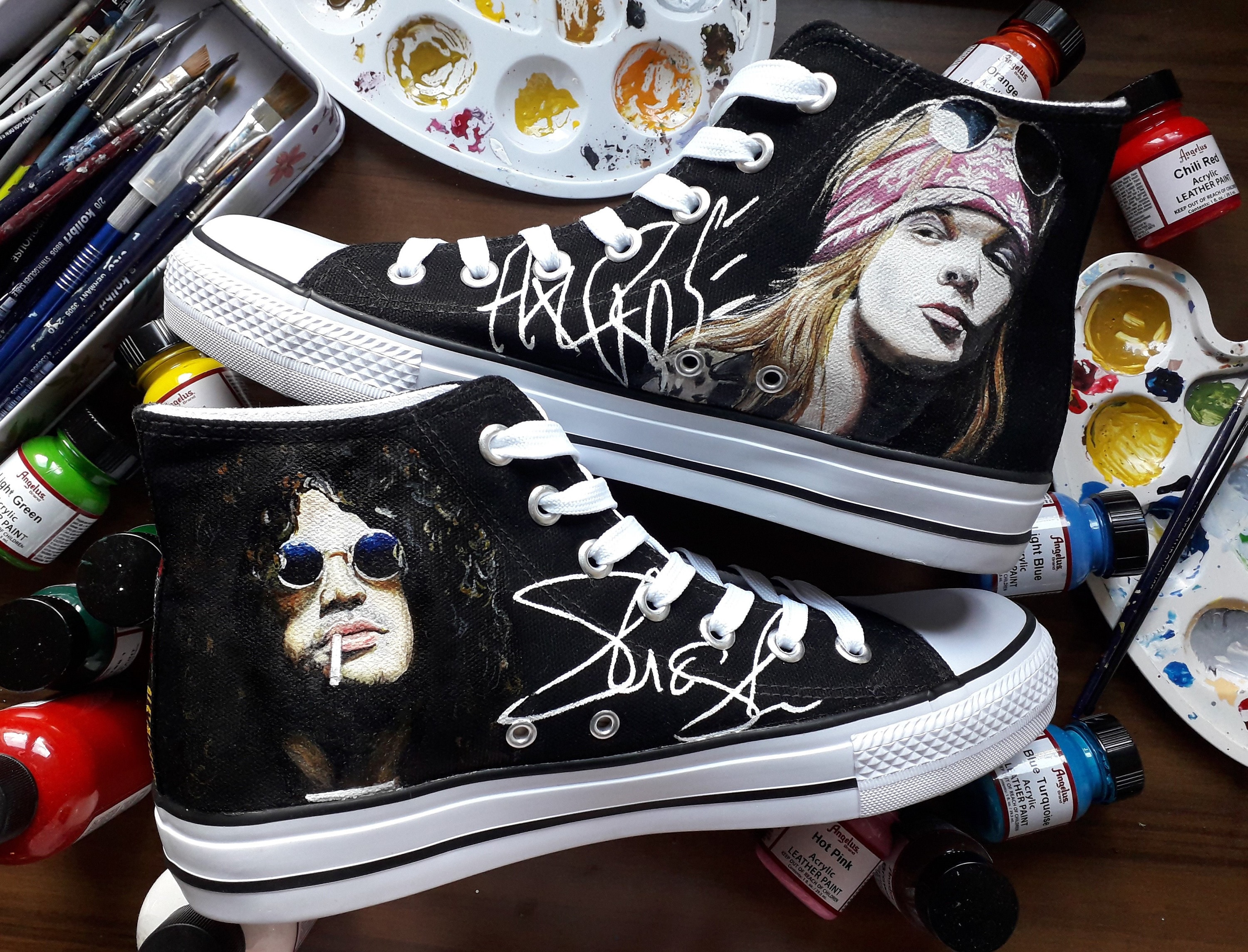 Guns N' Roses Converse Custom Shoes Hand Painted Shoes Slash Axl Etsy