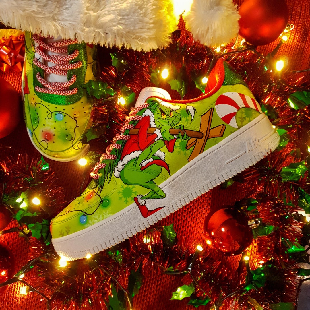 Grinch Nike Air Force 1 mid Custom Schuhe Handbemalte Schuhe Etsy.de