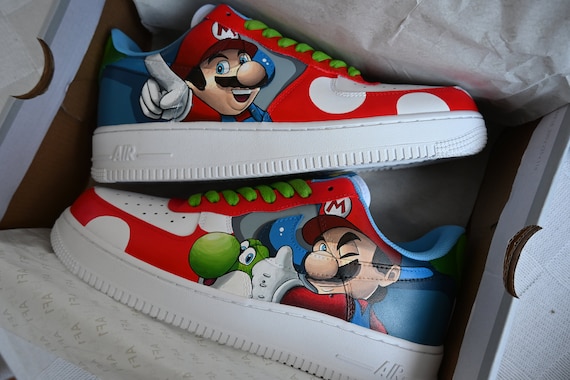 Nike Air Force 1 Super Mario Bros Mushrooms Custom - Etsy