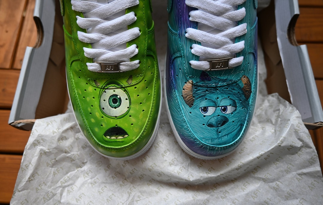 MONSTERS INC. Mike Wazowski Sulley Nike Air Force 1 07 Custom Shoes Hand Painted Sneakers Etsy