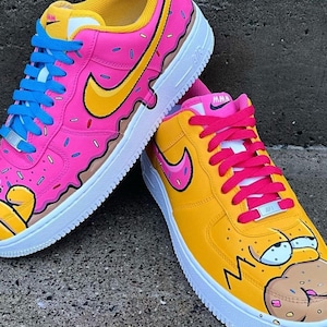 The Simpsons Nike Air Force 1 Donut Custom Shoes Hand Painted - Etsy