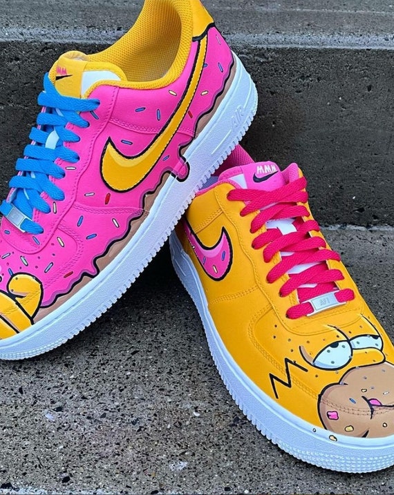 Buy The Simpsons Nike Air Force 1 Donut Custom Hand Painted India -