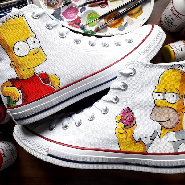 Les Simpsons Converse Custom Shoes Chaussures peintes à la main Bart Homer