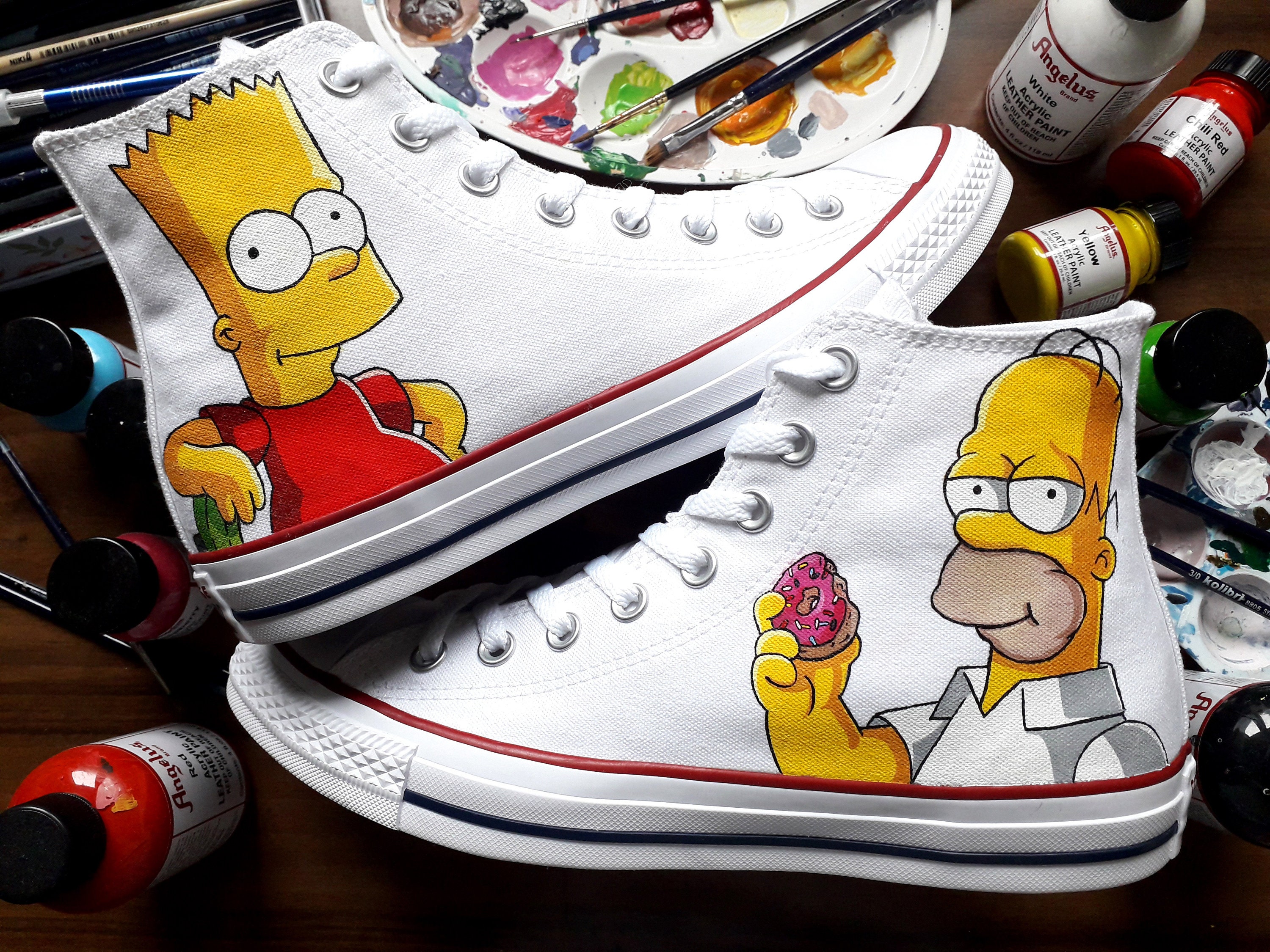Converse Custom Shoes Hand Painted Bart -