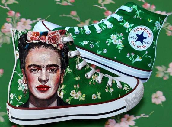 Frida Kahlo Converse Hand Painted Shoes Mexico Etsy
