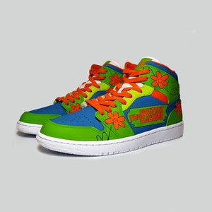 The Mystery Machine Nike Air Jordan 1 mid Custom Shoes Hand painted shoes scooby doo