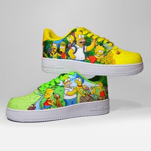 I Simpsons Nike Air force 1 scarpe personalizzate basse Scarpe dipinte a mano Homer