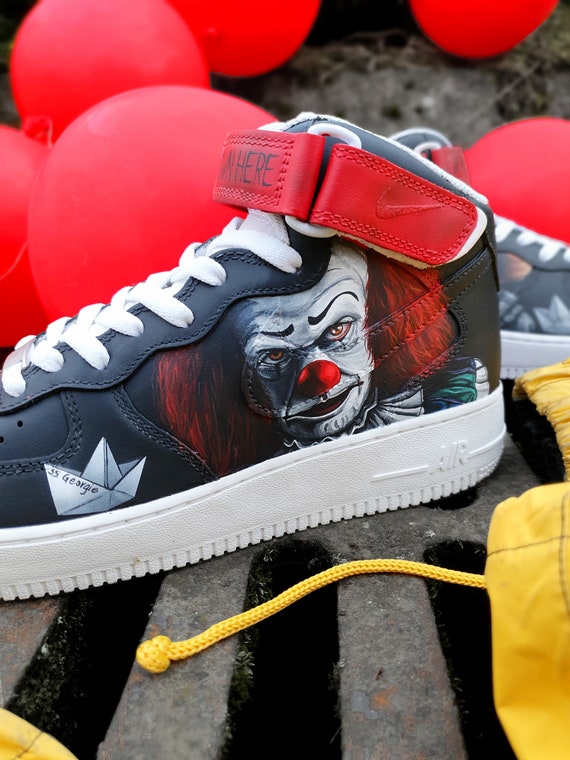 Pennywise IT Nike Air Force 1 Custom Sneakers Hand Painted Stephen King Etsy