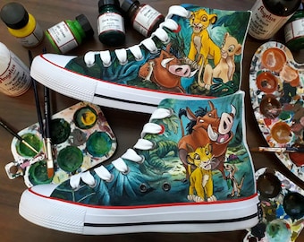 The Lion King Converse Custom Shoes Hand painted shoes Simba Pumba Timon Nala