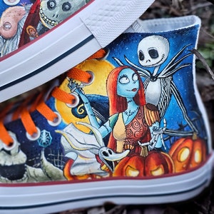 The Nightmare Before Christmas Converse Custom Shoes Hand painted shoes Sally Jack image 2
