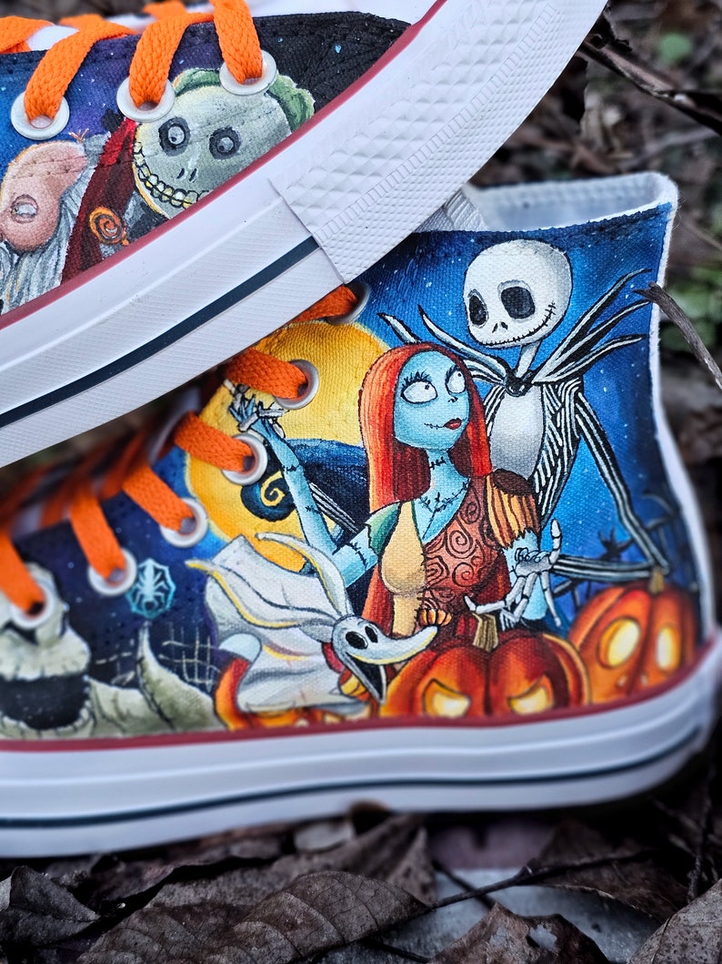 The Nightmare Before Christmas Converse Custom Shoes Hand painted shoes Sally Jack image 2