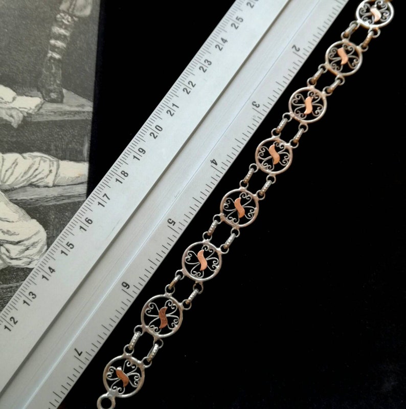 19th C Antique Vermeil gold and silver Art nouveau period chain link bracelet 1900/'s antique Filigree French bracelet RESERVED = RESERVED