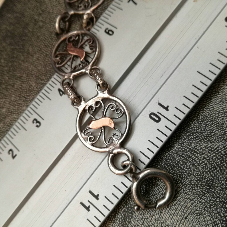 19th C Antique Vermeil gold and silver Art nouveau period chain link bracelet 1900/'s antique Filigree French bracelet RESERVED = RESERVED